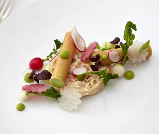 A presentation of colourful and creatively assembled, delicious food at The Connaught.