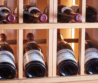 Roman�e-Conti wine arranged chronologically on the shelf, which can be ordered from The Sommelier's Table.