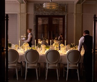 For special occasions at The Connaught, the hotel staff prepares an elegantly decorated dining table.